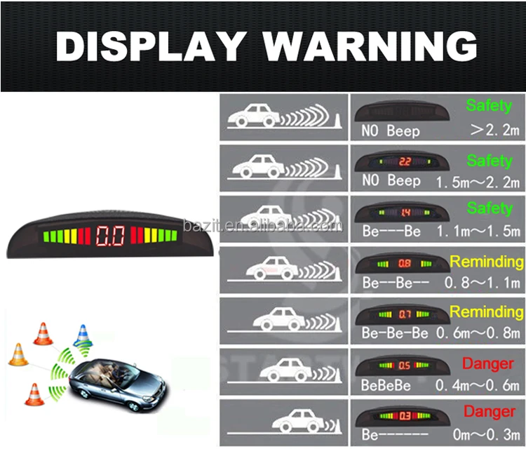 Backup Radar System OEM DC 12V rear view camera parking sensor with 4 sensors