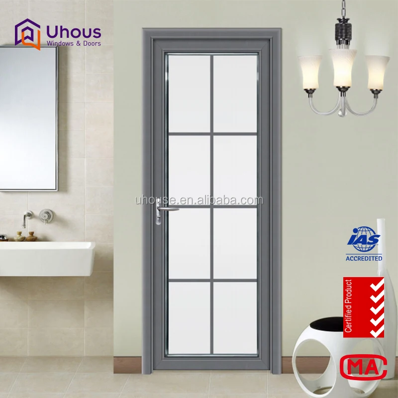 Cheap price latest model aluminium frame  frosted glass waterproof bathroom door