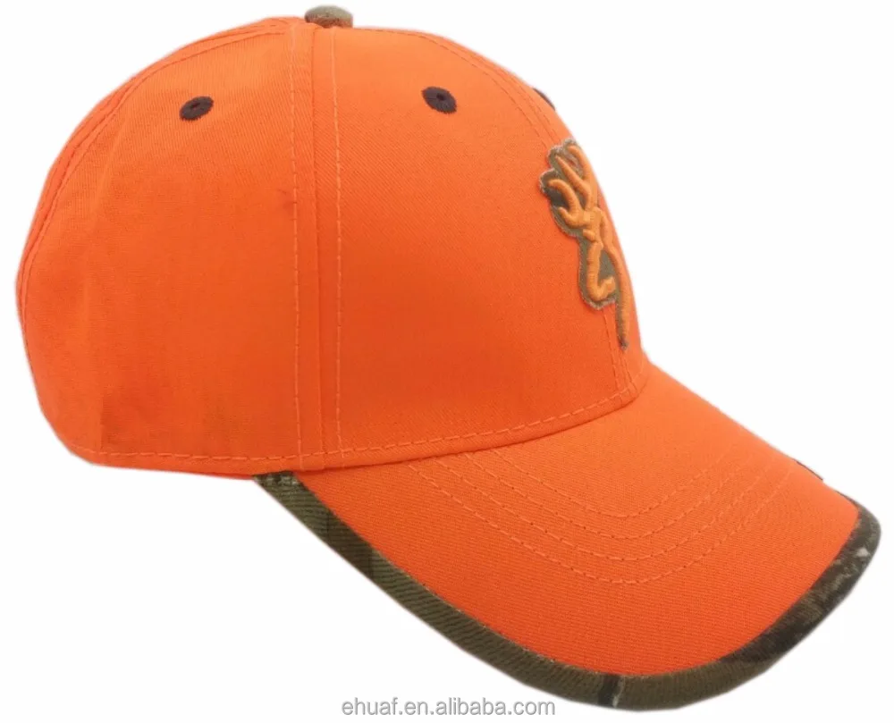 Forest outdoor camouflage custom logo embroidery cotton hunting safe orange hat