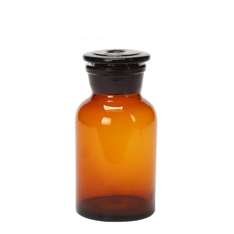 Amber 30ml 60ml 125ml 250ml 500ml 1000ml laboratory glass apothecary bottles with airtight glass stoppers