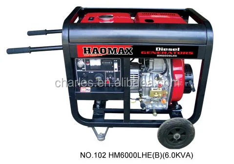 5KW OPEN TYPE AIR COOLED DIESEL GENERATOR RED COLOR FUEL TANK