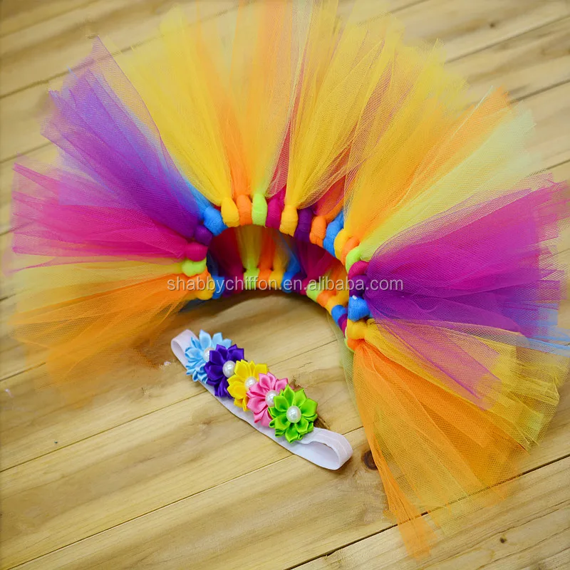 
Fashion hula skirt, rainbow tutu set, short fluffy ruffle dress, Kids Dance Wear Ballet Pettiskirt 