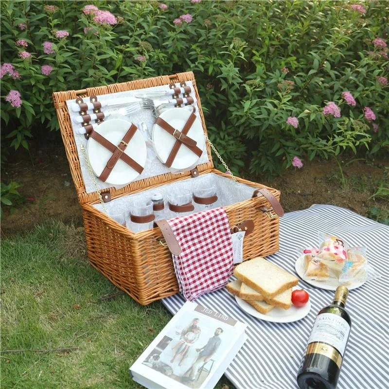 Wicker Picnic Hamper Basket 4 Person