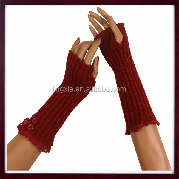 
Fashion Knitting Lace Arm Warmers, Women Winter Cable Knit Arm Warmers, Ladies Arm Warmers Fingerless Long Gloves Mittens 