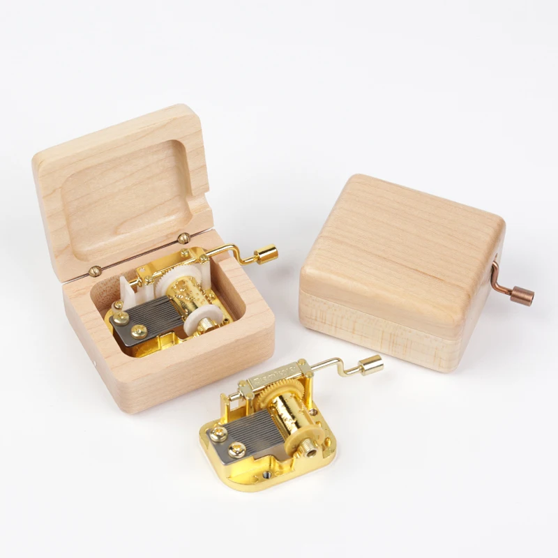 Carved Logo Wooden Music Box with Custom Song