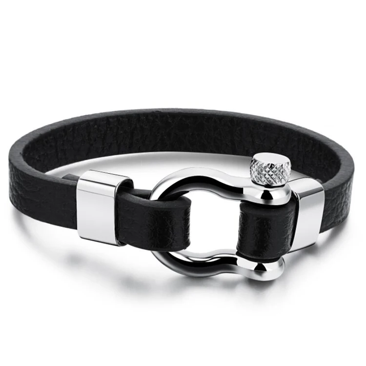 Промо мужской браслет мужские ювелирные изделия из нержавеющей стали Чистый Простой натуральной кожи качественный ручной работы