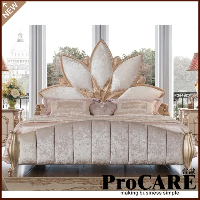 in stock Foshan Manufacture Luxury Bedroom Furniture King Size Bed