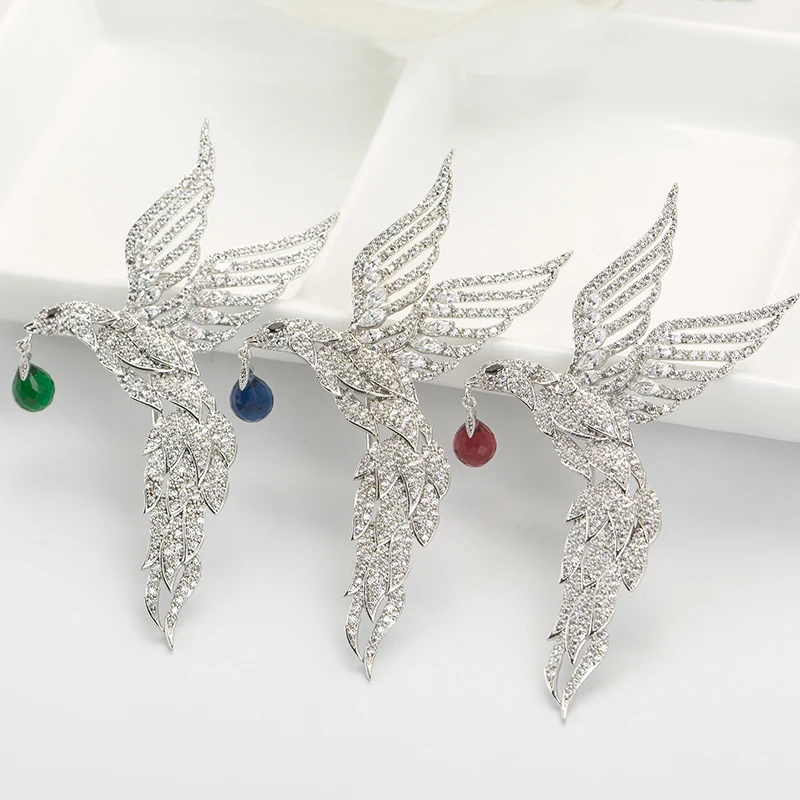LUOTEEMI Special New Wholesale European And American Original Design Fashion Christmas Gift Women Retro Large Bird Brooch