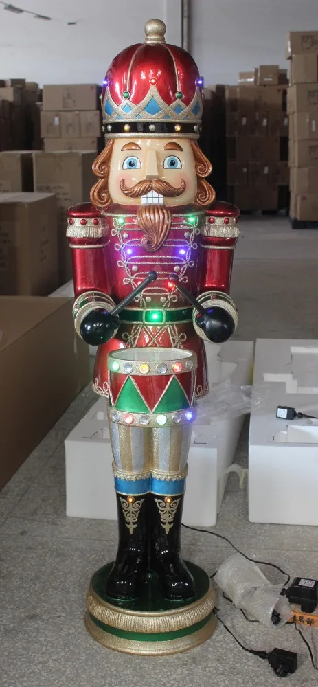 Giant Outdoor Decor Resin Fiberglass Life Size Christmas Nutcracker Soldier Craft with Musical Led