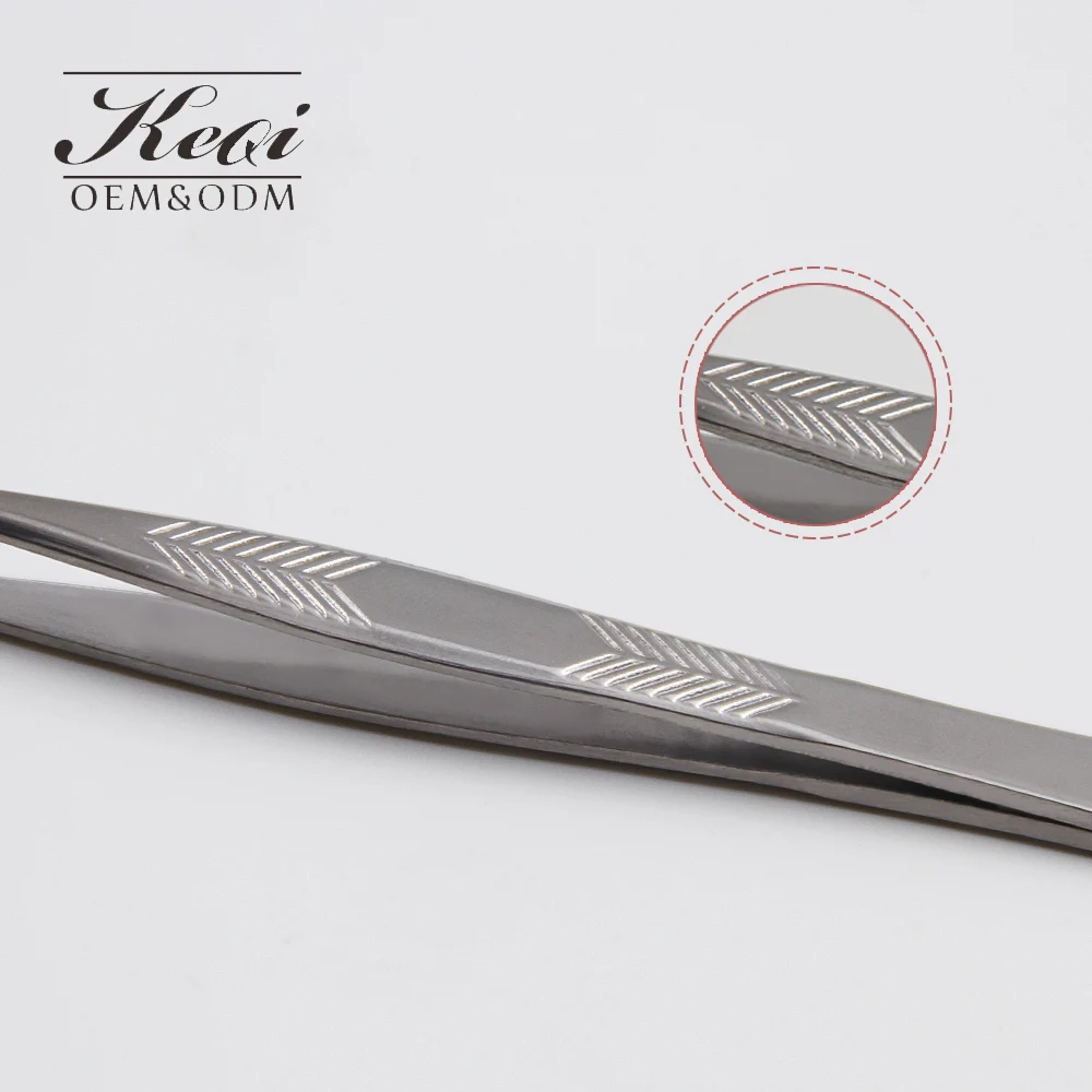 KEQI Personal care items portable cheaper price stainless tweezers eyebrow slant tweezers