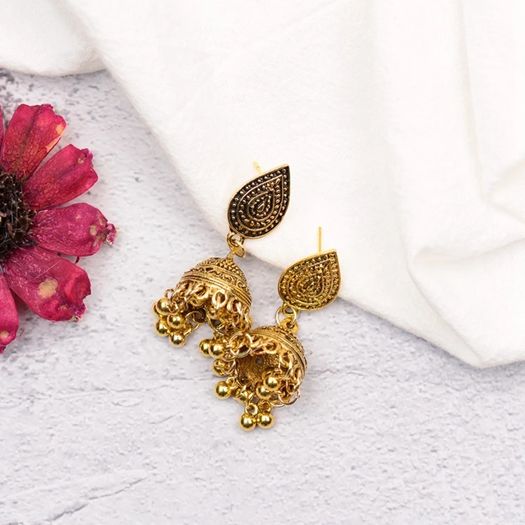 Wholesale Alloy Waterdrop Earring Silver Plated Jewelry Fashion  Indian Earrings jhumka  for Women