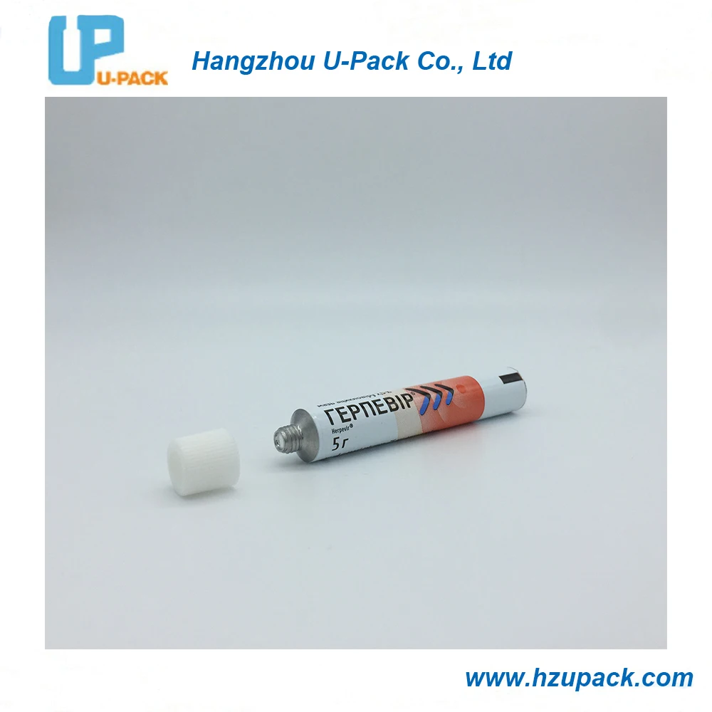 Ribbed Screw Cap Aluminum Collapsible Tube for vitiligo cream  Medicinal Packaging tube