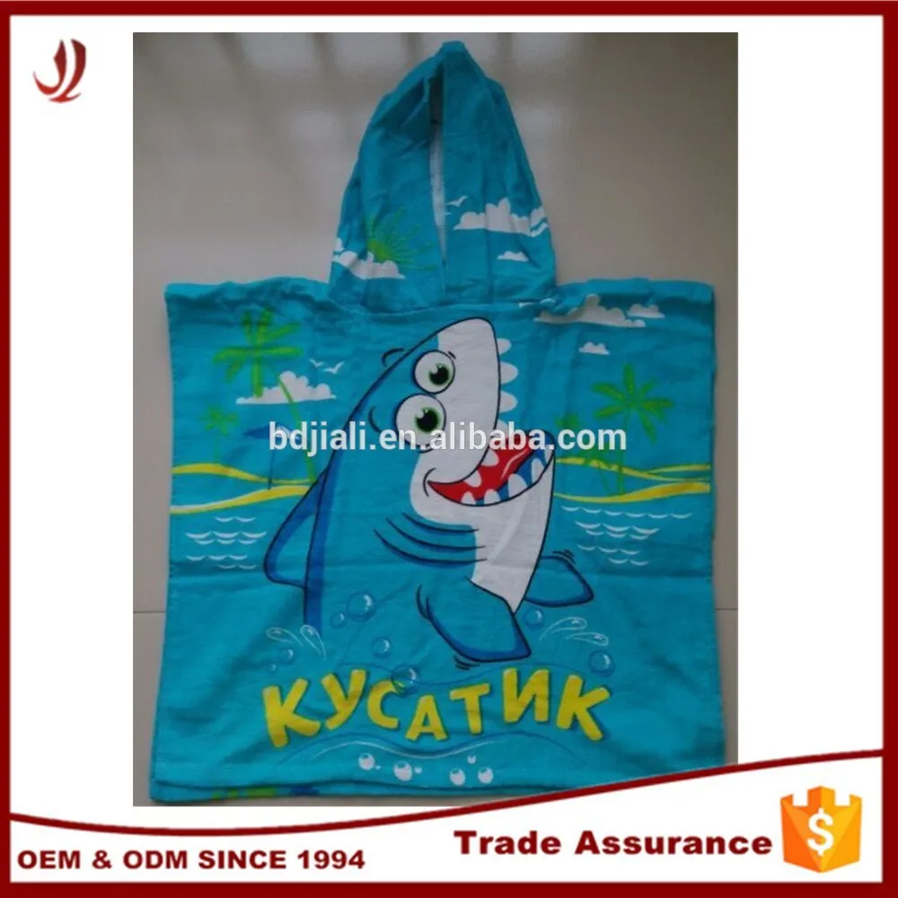 100% хлопок велюр специально отпечатанные дети с капюшоном пончо пляжное полотенце