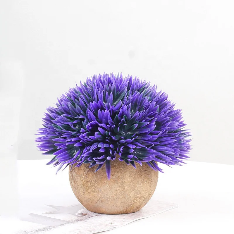 V-3021 Mini Plastic Artificial Plants Grass In Pot/small Artificial For Desk Decoration