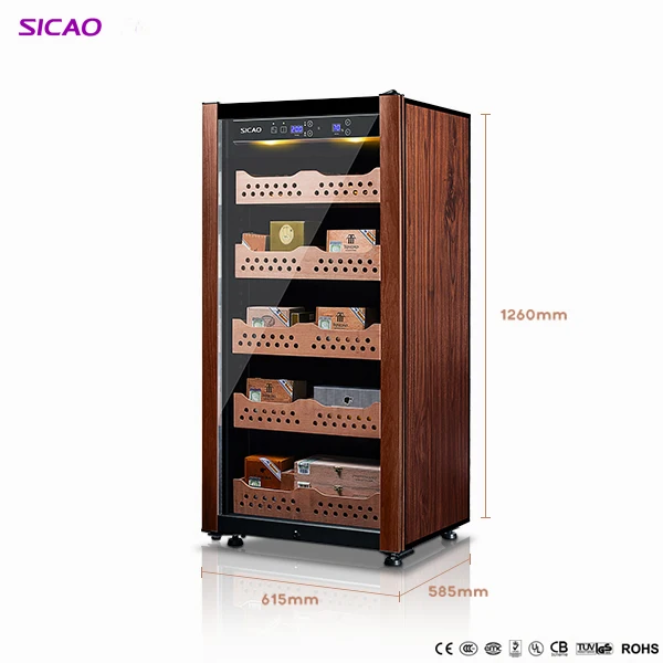 wooden luxury wholesale refrigerated storage electric automatic case gift box glass electrical electronic cigar humidor cabinet