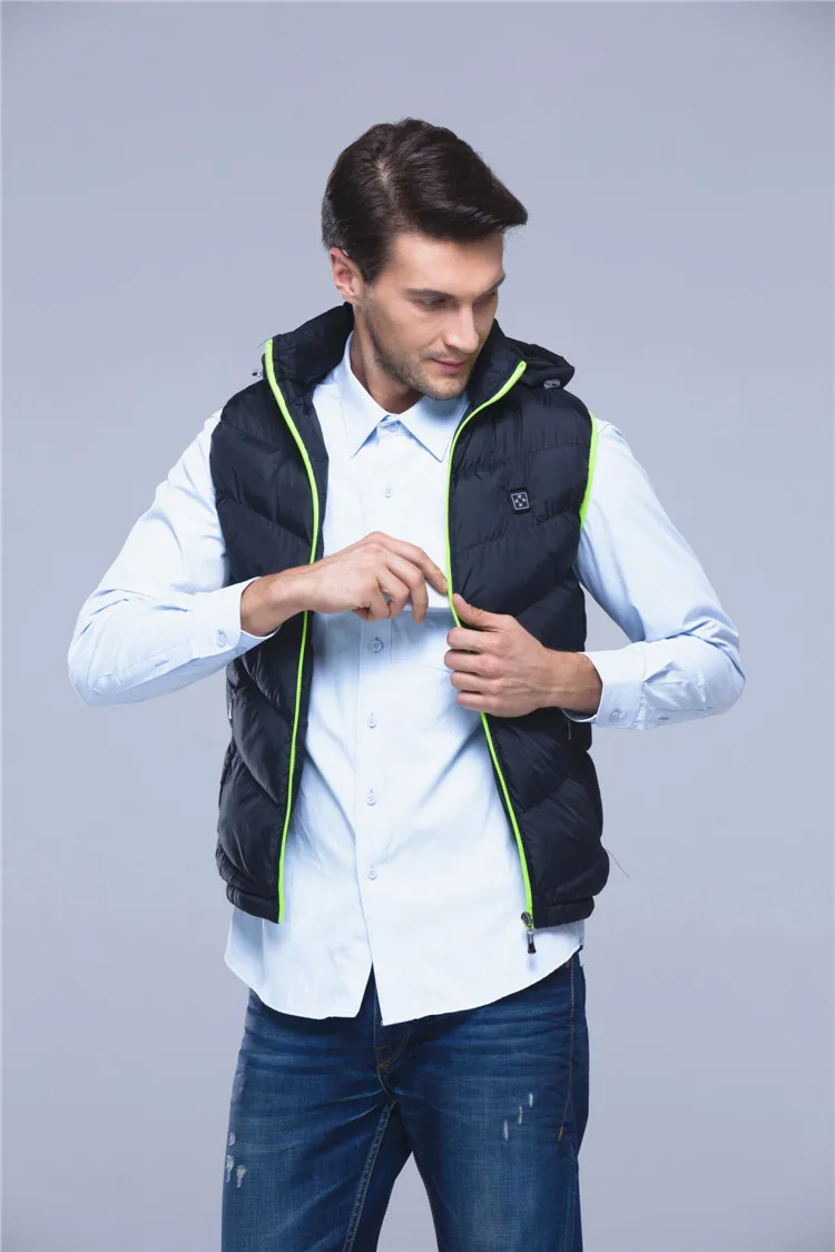 Регулируемый зимний жилет с электроподогревом и USB-аккумулятором, жилет с регулируемой температурой, жилет с подогревом из углеродного волокна