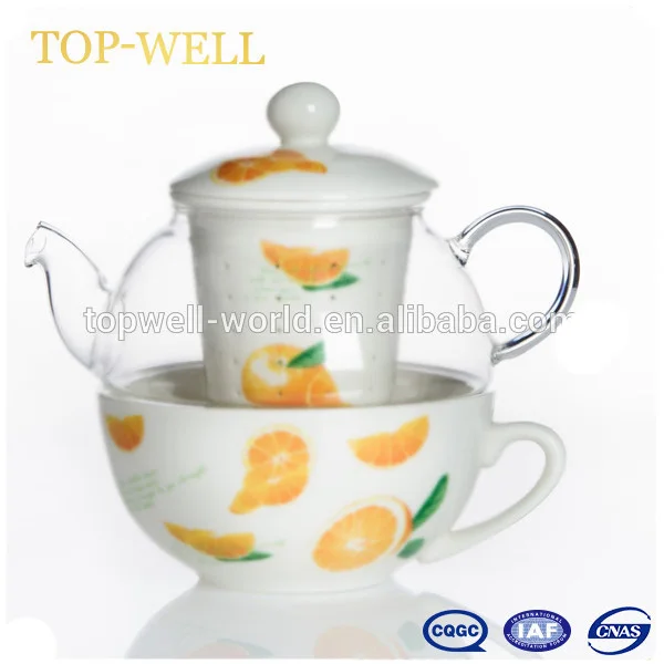 Pretty design glass teapot set tea cup set with glass tea cup and glass teapot