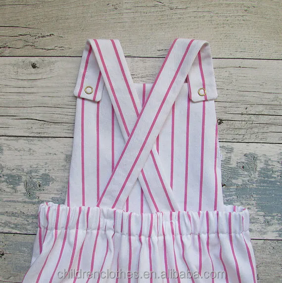 Bulk Fashion Newborn Baby Ropa Beb Breathable Cotton Striped Suspender Summer Baby Girls Rompers