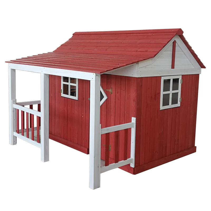 Wooden Backyard Playhouse With Balcony