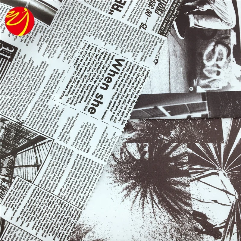 Instagram Style Cool Black Newspaper Street Tree Printed Microfiber Badsheet Fabric