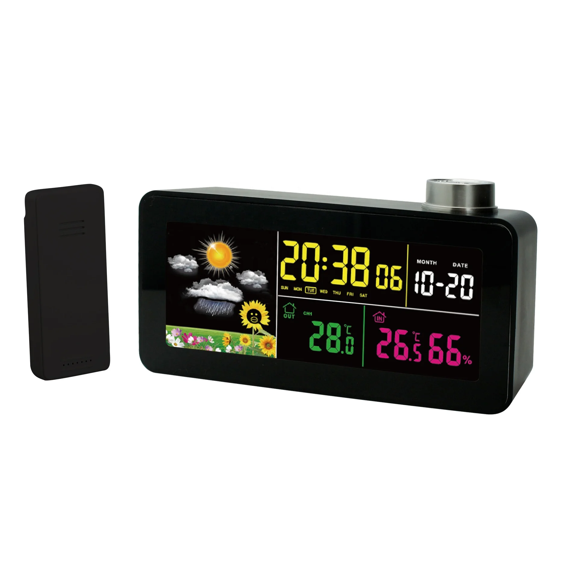 WIRELESS WEATHER STATION MIRROR LED DIGITAL ALARM CLOCK