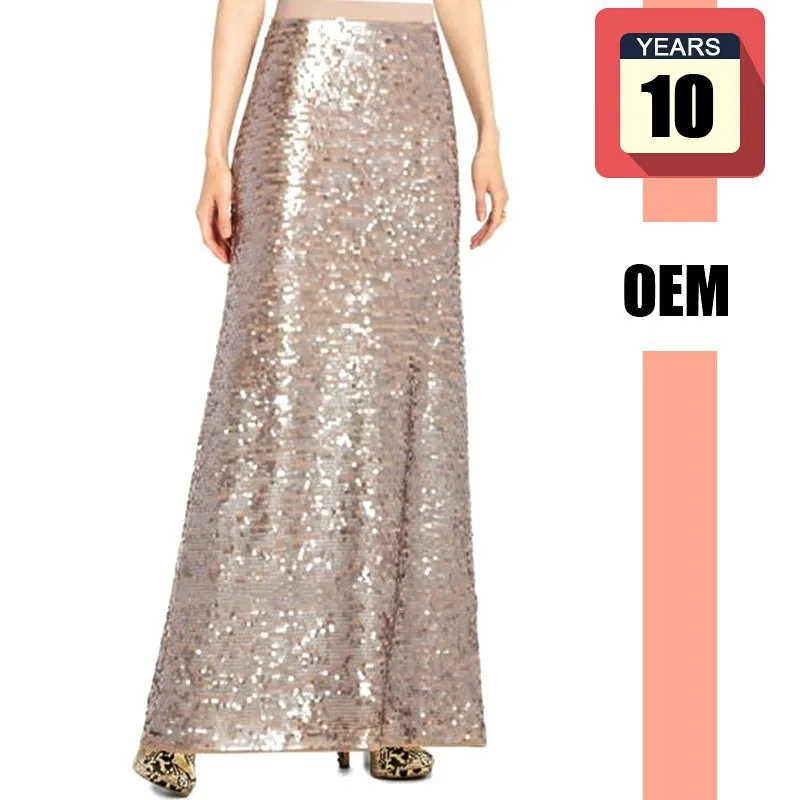 Latest Model Fashion Long skirt sequined maxi skirt for women HSK6005