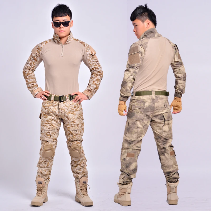 Tactical military uniform clothing army of the military combat uniform tactical pants with knee pads camouflage hunting clothes