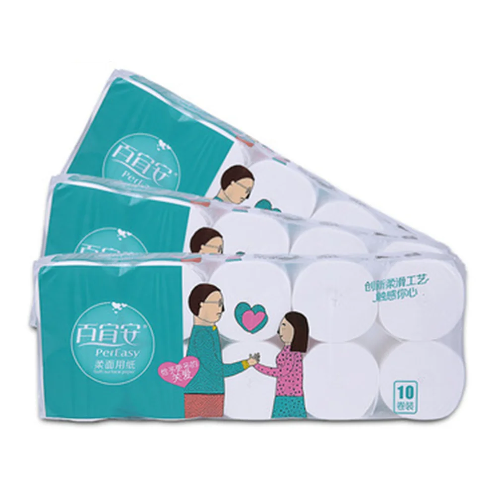 Factory Customized High Quality Toilet Paper Embossed 100 % Virgin Bamboo Pulp 2 ply Toilet Tissue T Roll