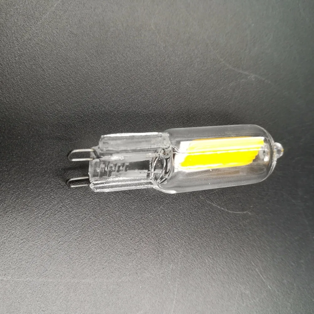 NEW ERP New Transparent COB Chip Glass Design CE ROHS 220V G9 LED Light Bulb G4COB-002