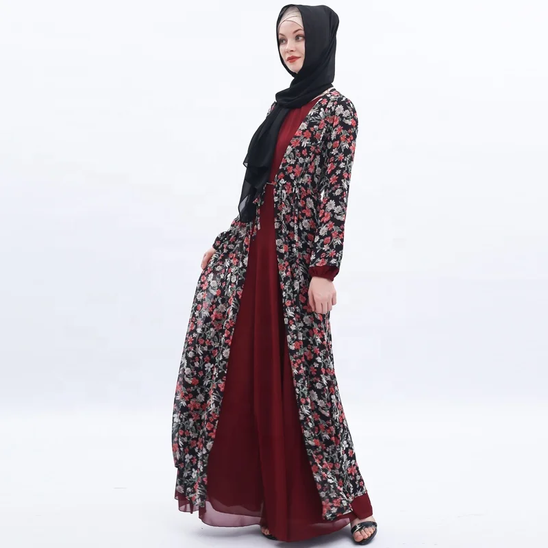 
Stock spot goodds promotion summer front open kimono abaya for women 