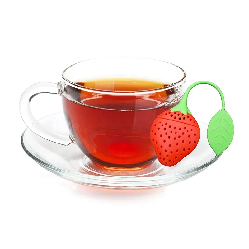 Wholesale Funny Kitchen Gadgets Strawberry Fruit Shaped Silicone Tea Filter Reusable Tea Infuser Set for Mugs