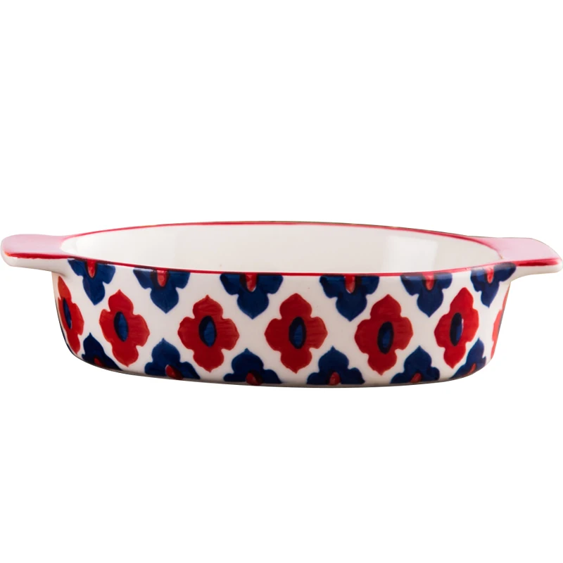 Wholesale Reusable Ovenware Stoneware Cheese Baking Dish with Double Handle