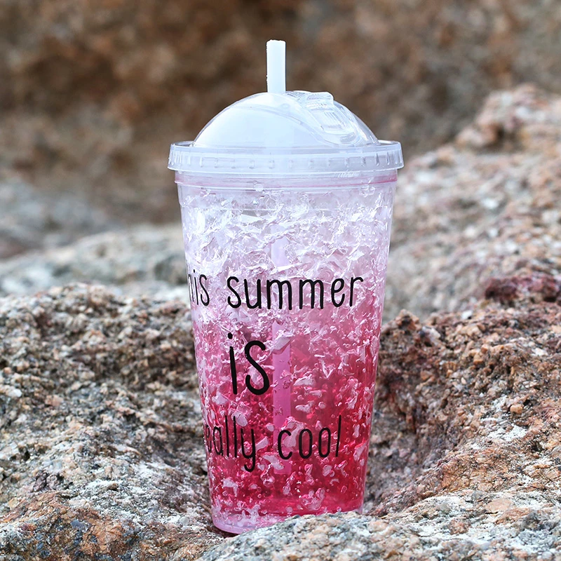 Custom Printing Juice Tumbler with Straw Double Wall Bpa Free Plastic 17oz Travel Mugs Stainless Steel Personality Metal Stocked