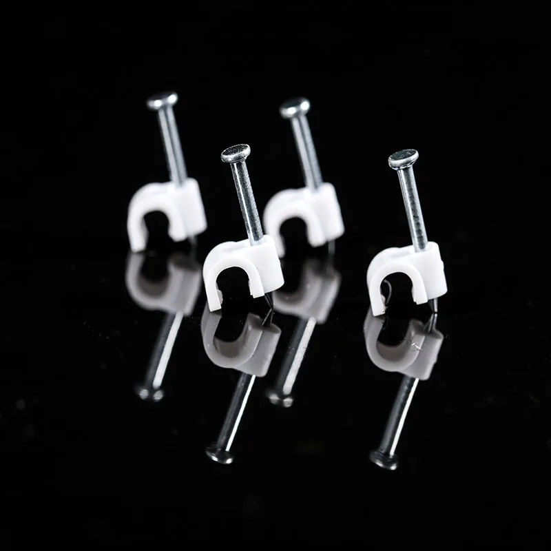 Hot sale plastic round cable clips with nail/good quality electric  cable clip