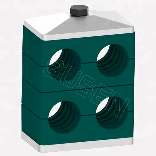 Plastic twin pipe clamp with rail nut/hydraulic marine pipe clamp