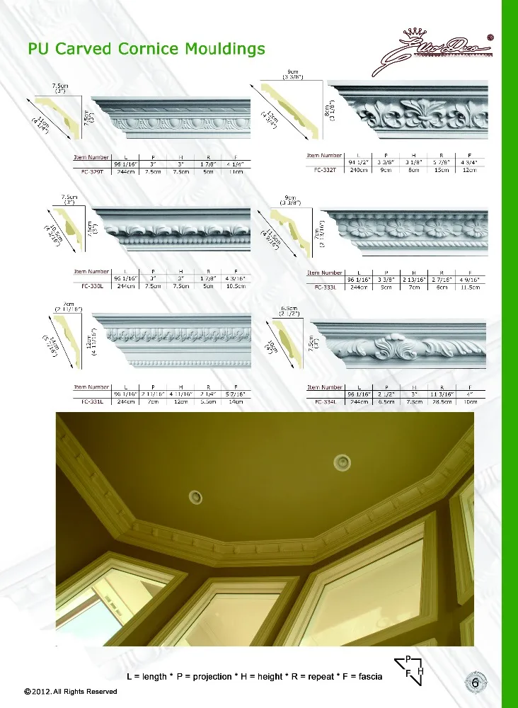 Polystyrene High Quality beautiful PU decorative cornice molds/cornice molding
