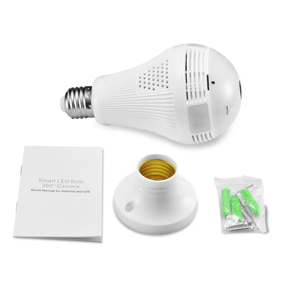 960P 360 Degree VR Panoramic Bulb IP Camera Indoor Wifi Two Way Audio Security Camera Wifi