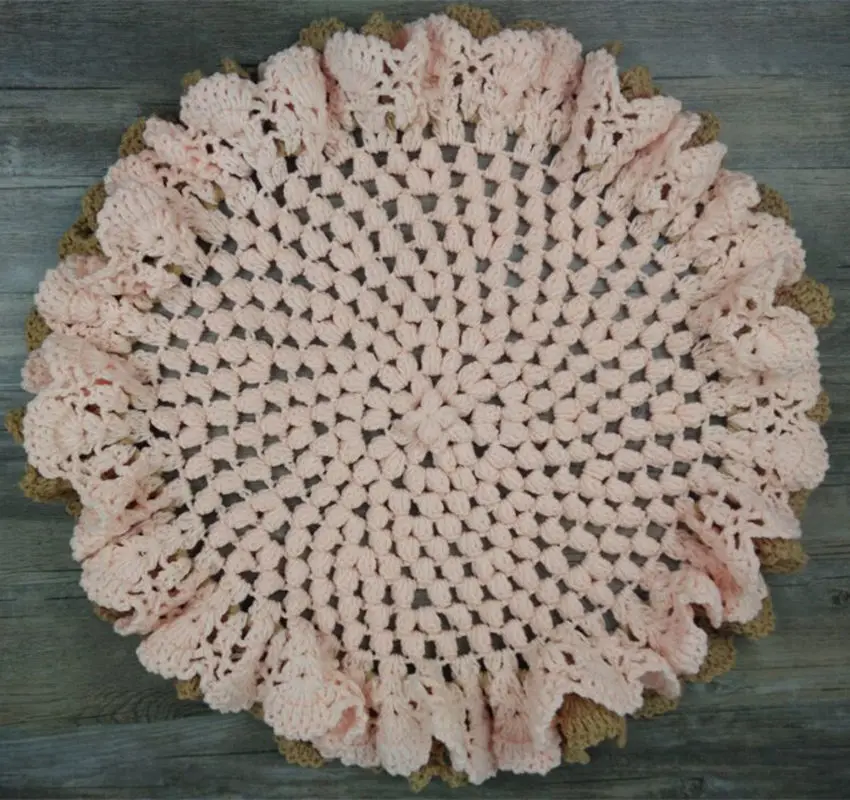 Double flower cotton blanket,handmade crochet cotton soogan mat for newborn photo props