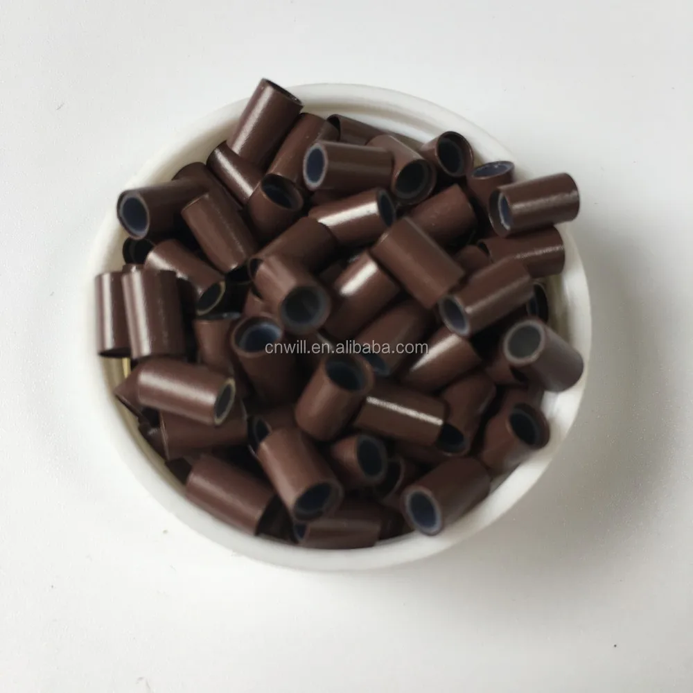 
4.0 3.0 6.0mm Copper Silicone Micro Link 4.0mm hair micro rings beads for loop i tip hair extensions copper silicone tube 5 colo 