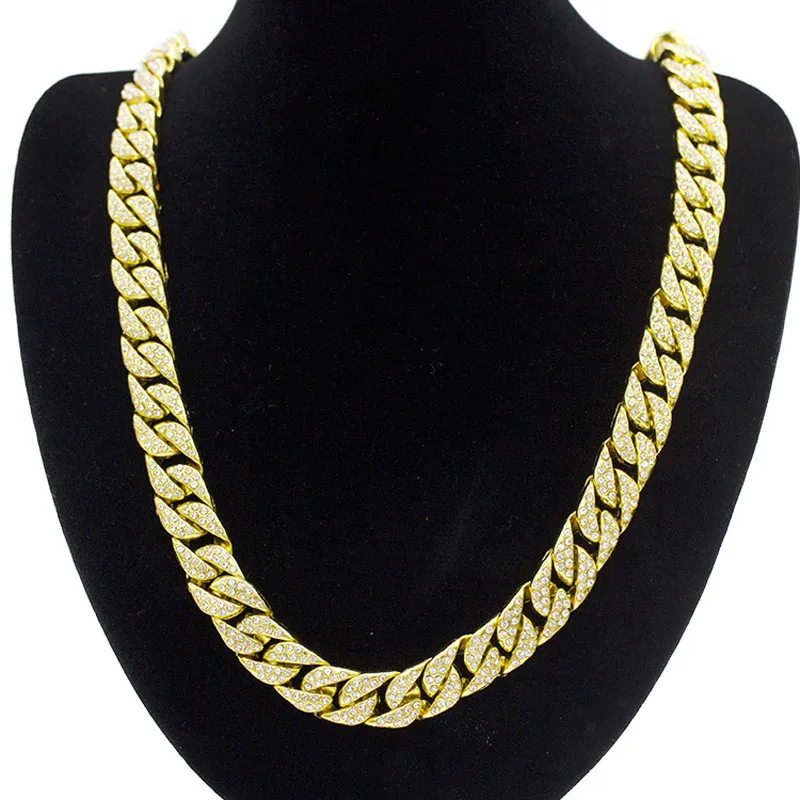 
European and American style big gold hip pop chains with crystal 