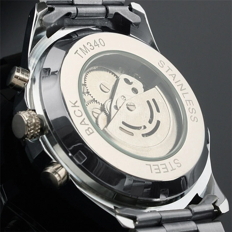 
WINNER 246 sale Fashion Winner Stainless Steel Skeleton Mechanical Watch For Man automatic self winder Wrist Watch 