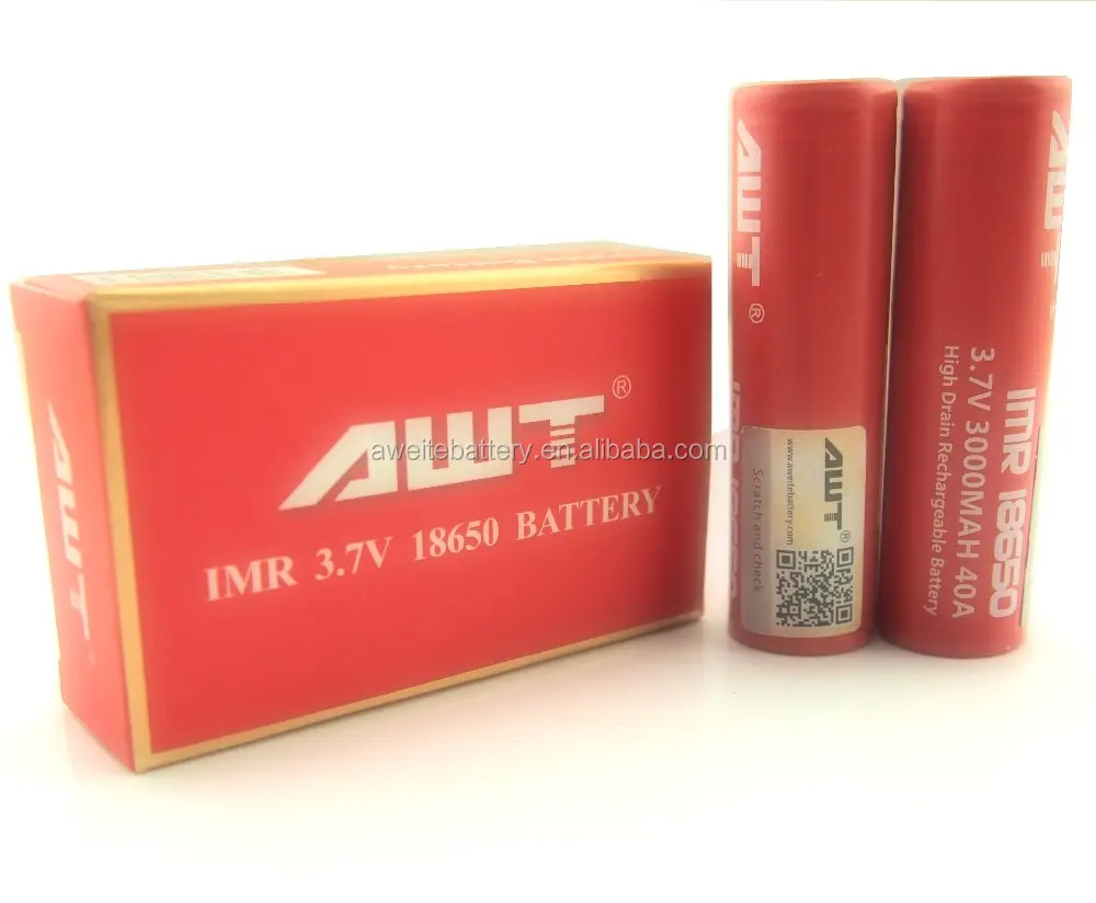 High quality 18650 AWT 40A  3000 mAh li-ion red battery for wismec rx200 tool power