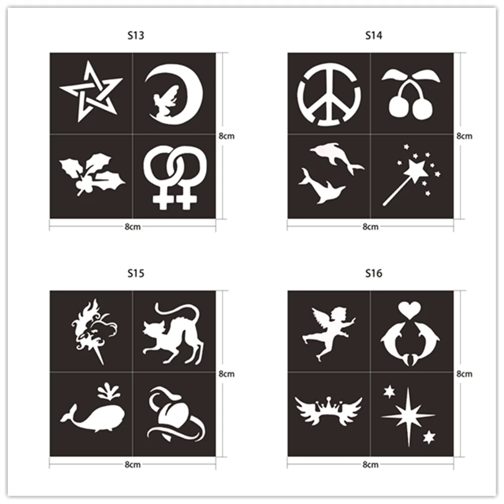Hot selling airbrush reusable glitter tattoo stencil, henna stencils tattoo