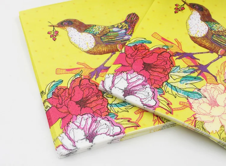 Paper Napkin Bird Event & Party Pink Turquoise Tissue Napkin Supply Decoration Paper 33cm*33cm Or Custom Napkins