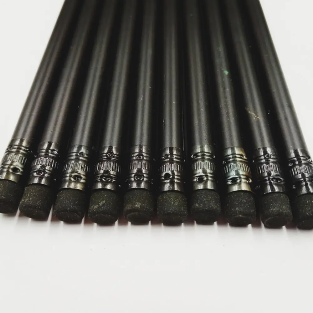 Black Plastic HB Pencil With Eraser For Children