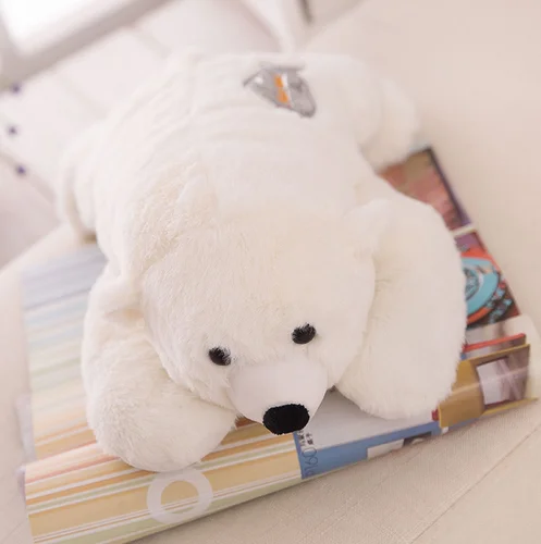 lifelike soft stuffed plush white bear toy cushion polar bear toy for kids