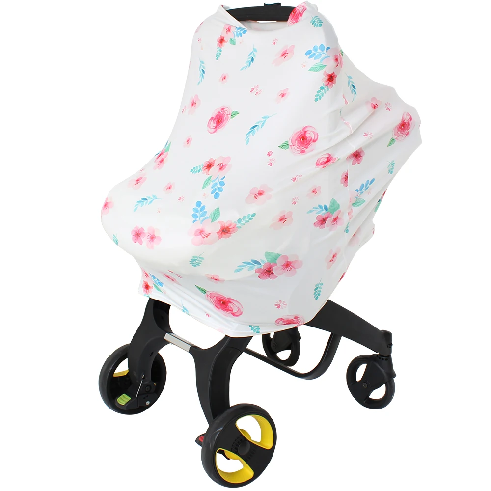 Custom Spandex Polyester Knitted Muslin Baby Car Seat Canopy Poncho Protector Infinity Nursing Cover Scarf for Breastfeeding