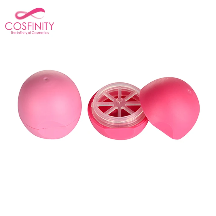 Factory direct plastic cute round waterproof cosmetic package pink empty lip balm ball container