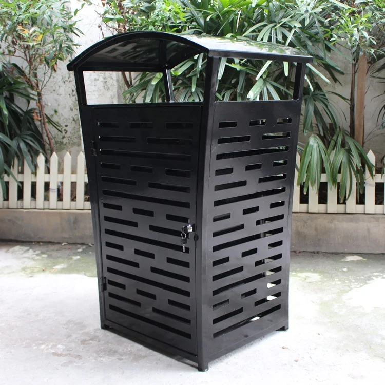 Laser Cut Outdoor Garbage Can Steel Waste Bin