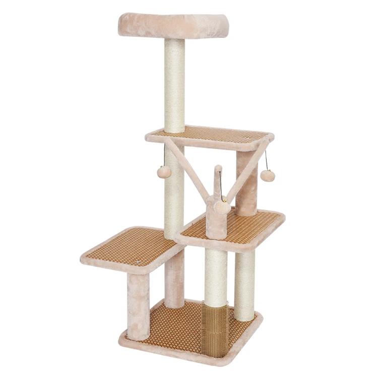 Natural sisal large cat tree play house furniture with cat condos